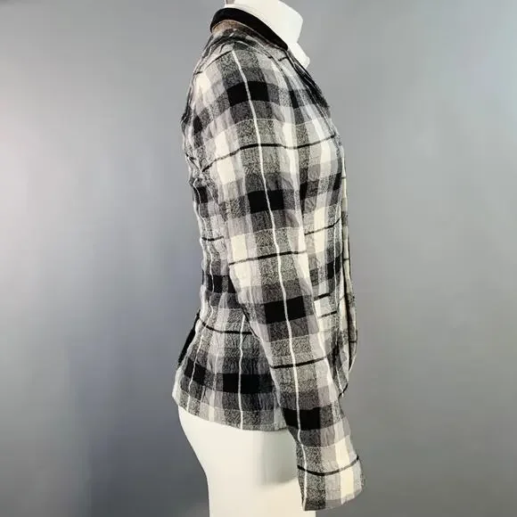 HAIDER ACKERMANN Size 34 Grey Black White Plaid Wool Cotton Sport Coat